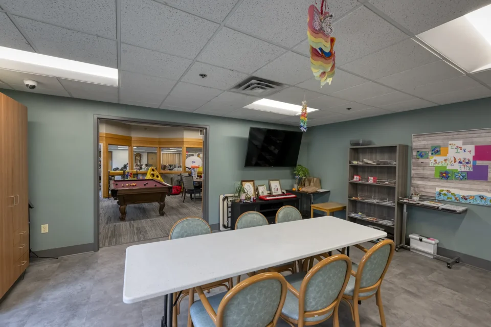 Senior activity and recreation room at an elder day care center near Minneapolis, MN.